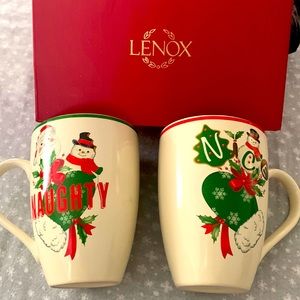 New Lenox Hosting the Holidays Naughty and Nice mugs set of 2